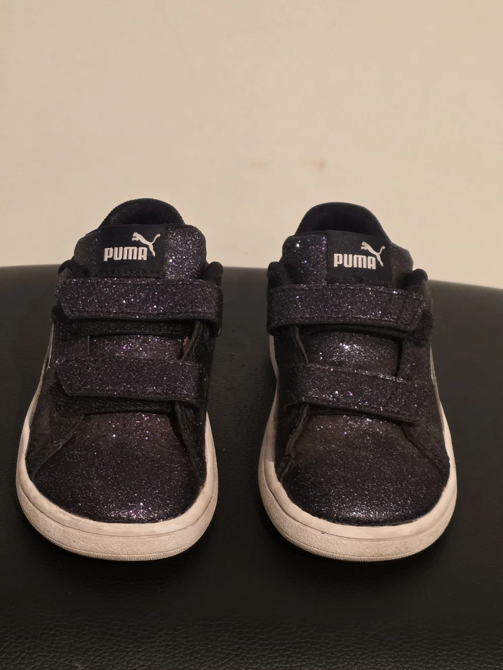 PUMA Kids' Glitter Velcro Sneakers - Black/Purple